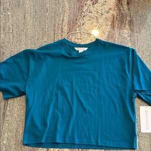 Athleta NWT True Cotton Cropped Tee Sz S Coastal Teal